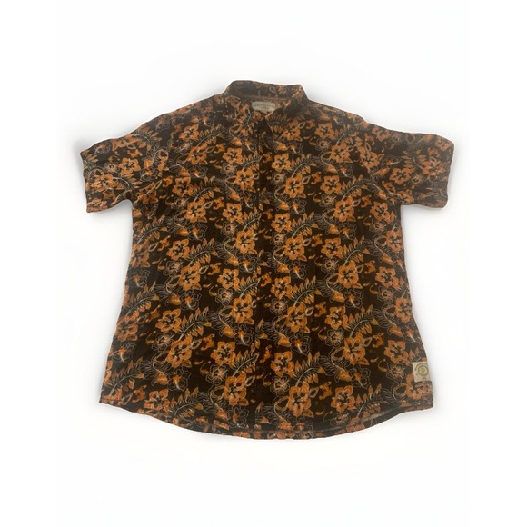 Margaritaville Other - Margaritaville Shirt XL Black Orange Hawaiian Floral Button Up Short Sleeve Men